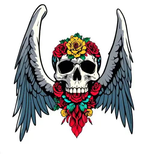 Skull With Wings Spread Wide