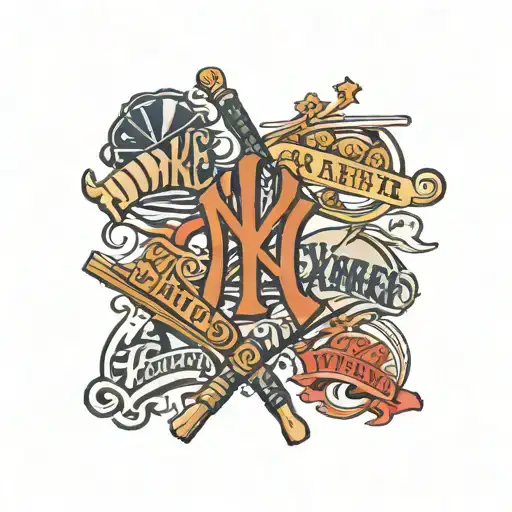 4 Vertical New York Yankee Jersey's On The Forearm With Background Filler