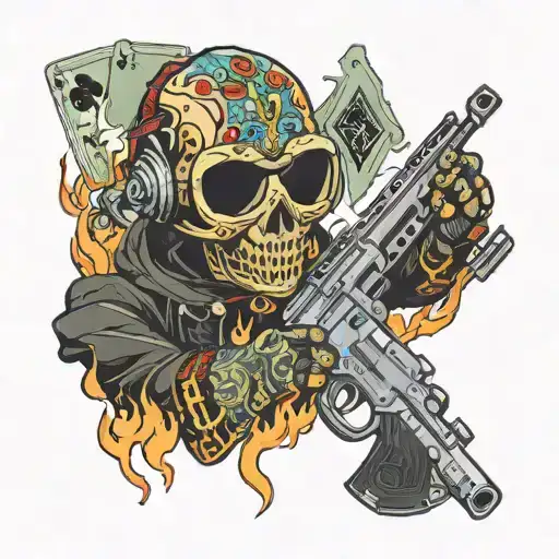 Ski Masked Criminal Featuring Fire Money Guns Dices 777