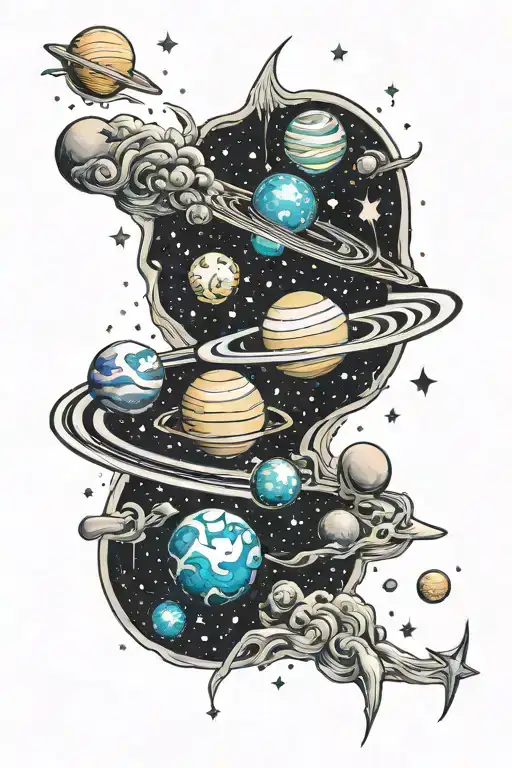 Galaxy With Planets And Stars