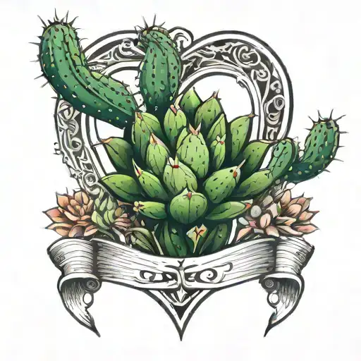 Heart With Cactus Growing
