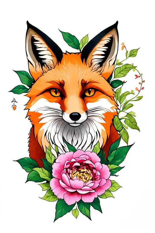Fox With Peony