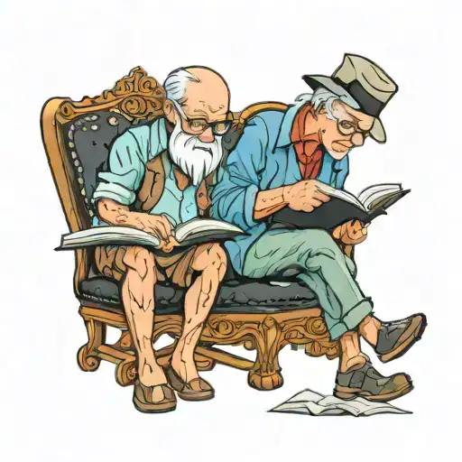 Grandfather And Grandson Reading Book