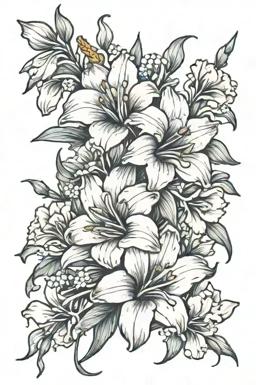 Gladiola And Daisy Flowers Intertwined