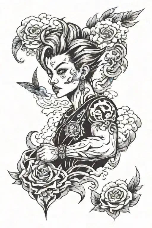 Arm Tattoo In The Style Of Jinx's Cloud Tattoo Design