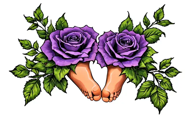 Purple Roses And Baby Foot Prints