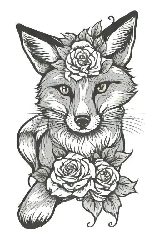 Fox With Roses