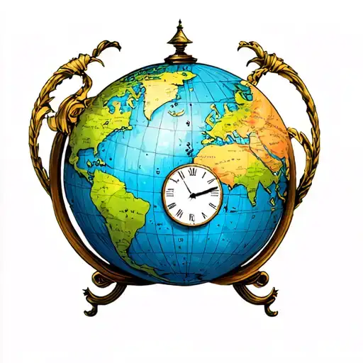 Globe With Clock That Shows Both Time And Date