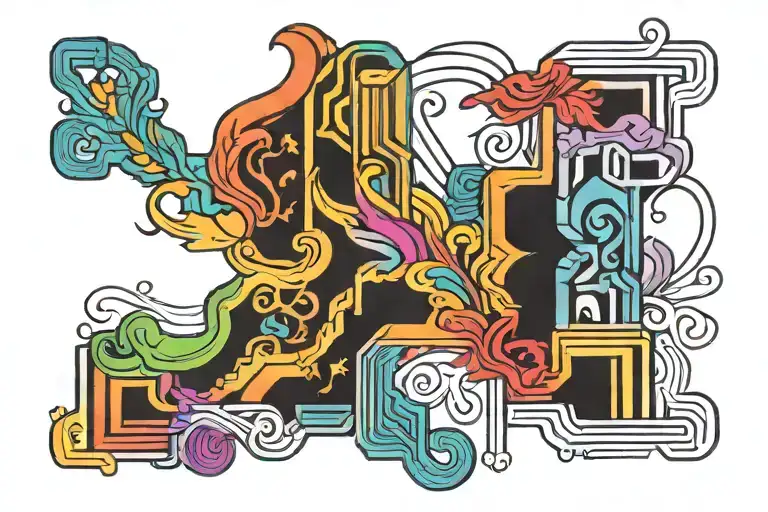 7 Equal Rectangles In Descending Rainbow Colors