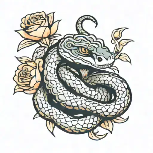 Snake Wrapped With Roses