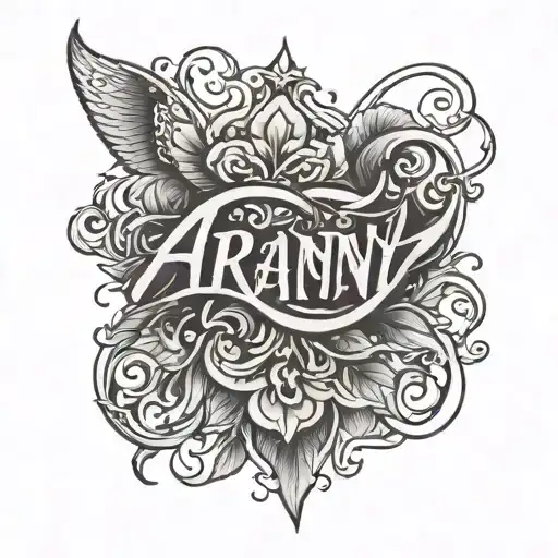 Tattoo With The Word Aranny In A Cursive Style