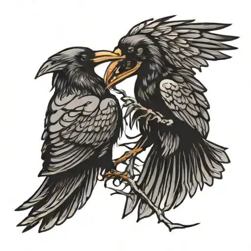 Crow Fighting Each Other