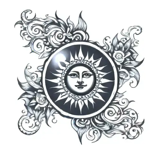 Spiral Sun And Moon Surrounded
