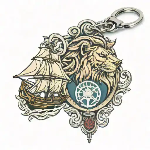Keychain A Lion And A Ship