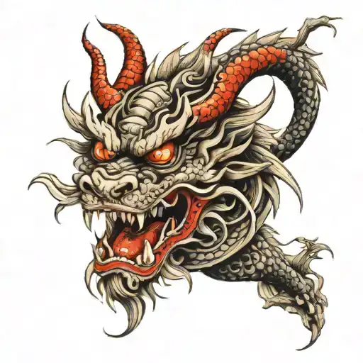Japanese Dragon With Mask