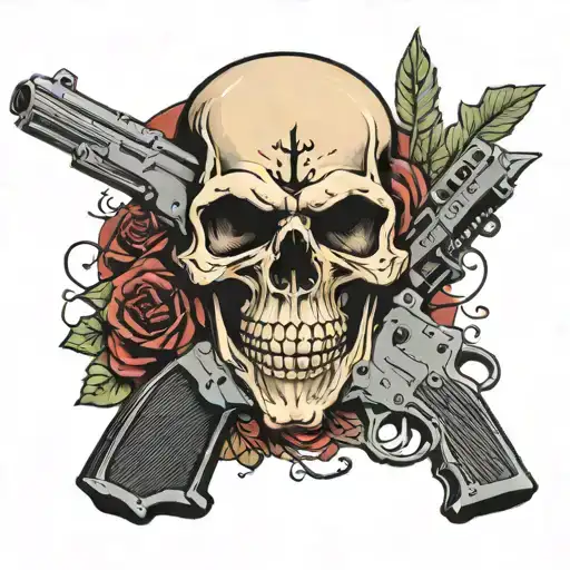 Skull And Gun Surrounded