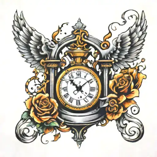 Hour Glass Broken Clock Mechanism Intertwined