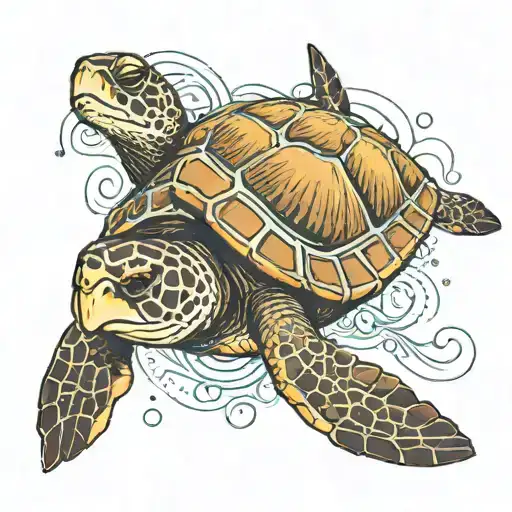 A Sea Turtle With The World On Its Back Swimming Through Space