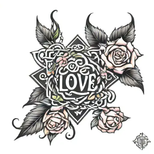 Love In Hebrew And Rose Intertwined