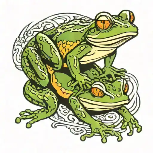 Frog Riding On Snake