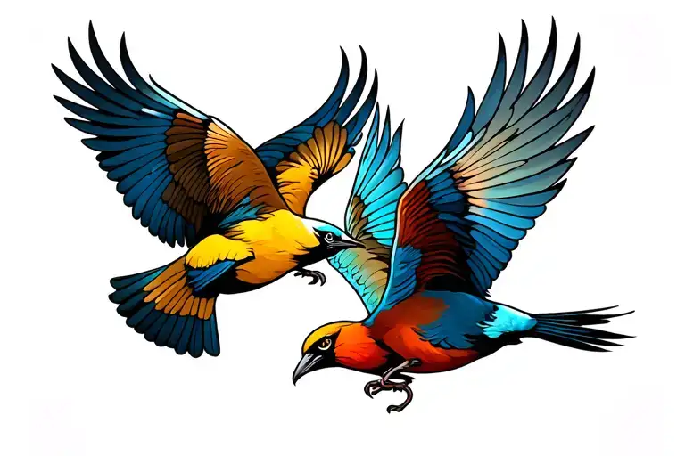 Three Birds Flying No Background