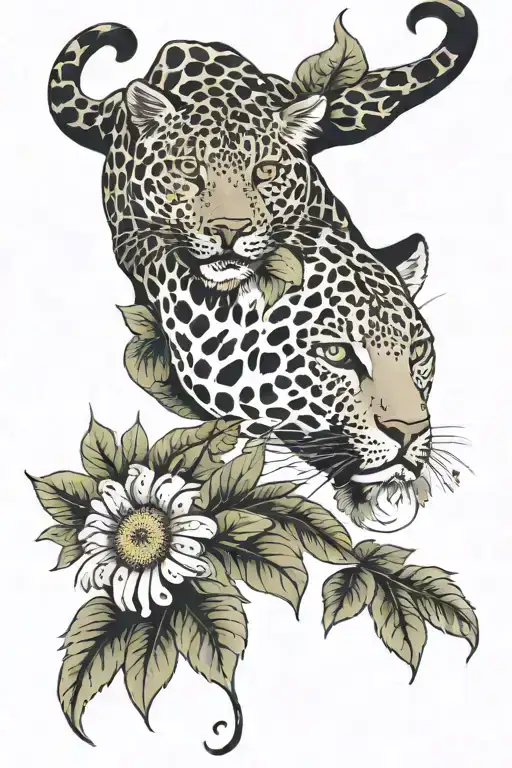 A Leopard With Daisy Flowers For Spots