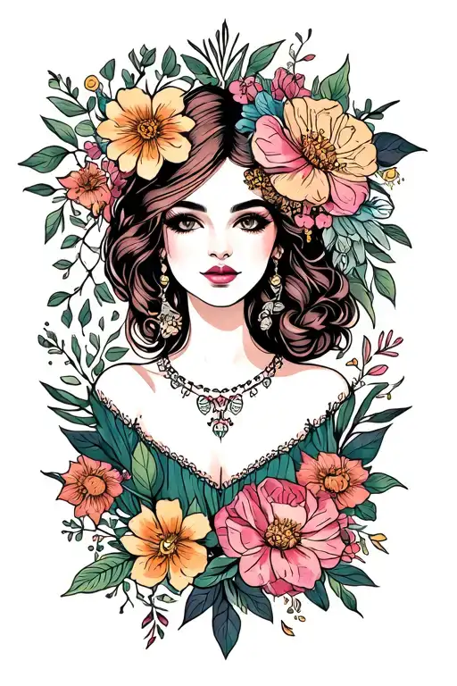 Poppi With American Traditional Floral Lady