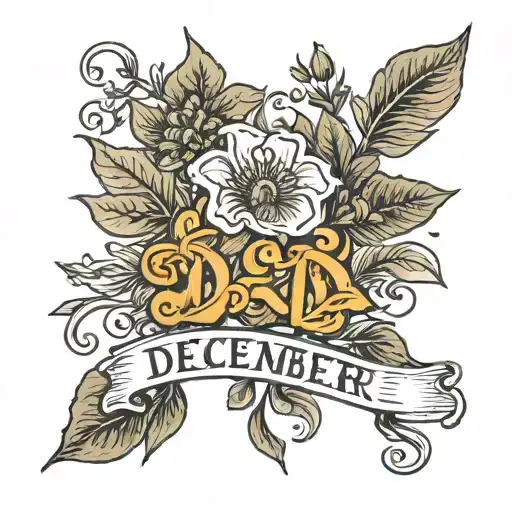 December Birth Flowers Dad Written On Stem