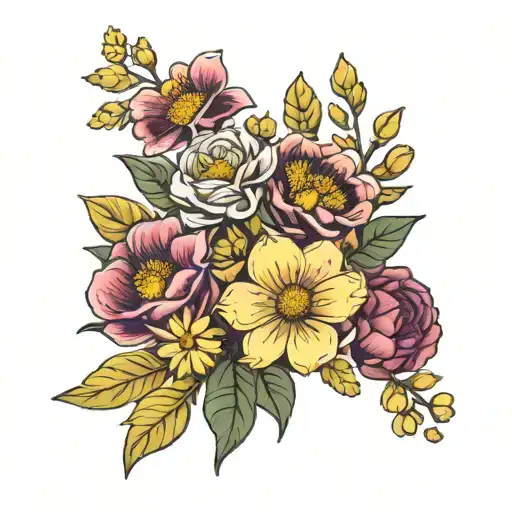 Fine Line Bouquet Of December Birth Flower With Stem