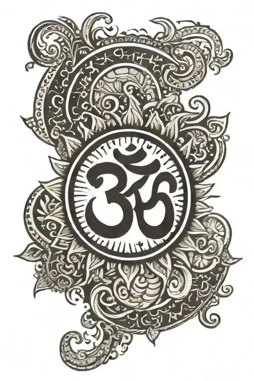 Hindu Aum With Sun Rays Radiating