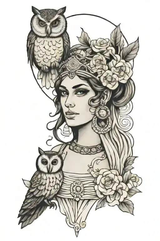 Greek Woman With Owl
