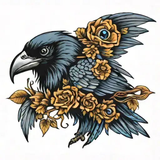 Blue Eyed Raven Head