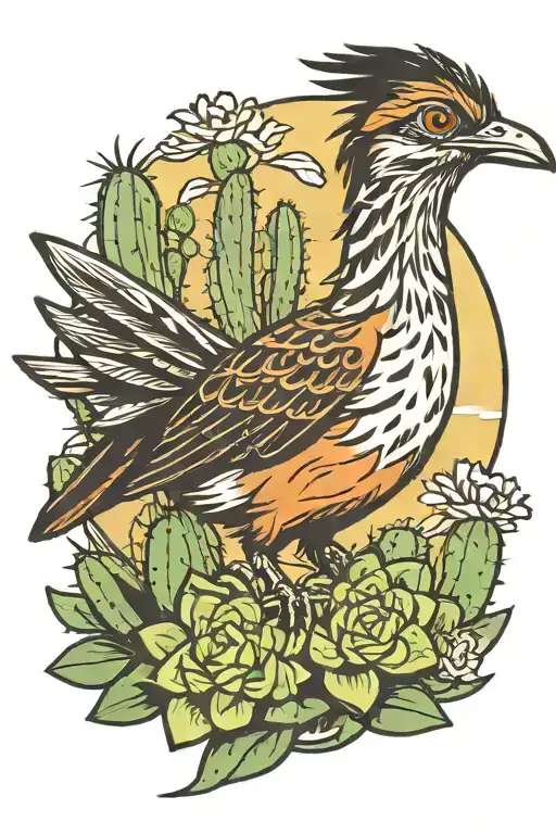Roadrunner On A Cactus