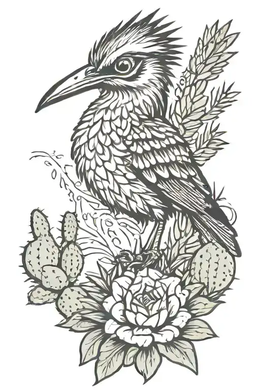 Roadrunner On A Cactus