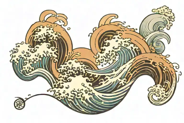 Ocean Wave Japanese Stayl Break To Right And Left