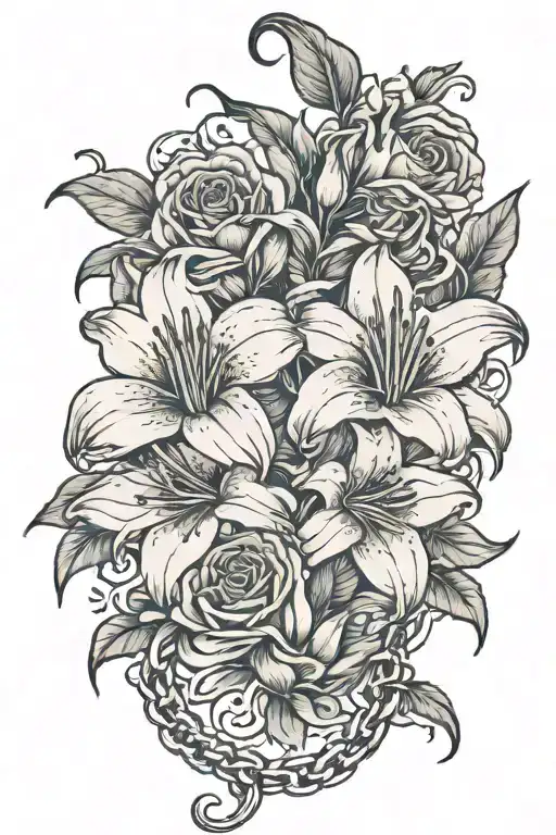 Chain Of Rose Lilies Ok Left Arm