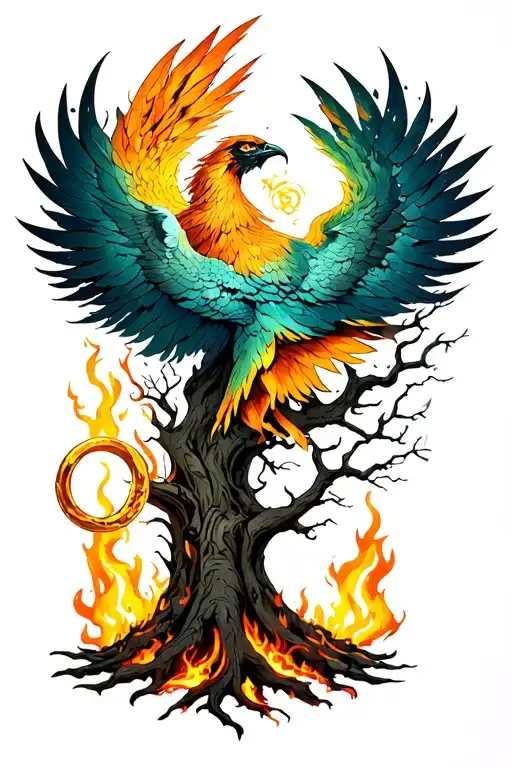 Trees Of Valinor Lord Of The Rings And Phoenix Rising From The Ashes