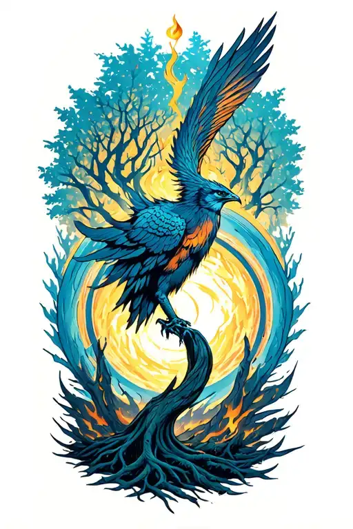 Trees Of Valinor Lord Of The Rings And Phoenix Rising From The Ashes