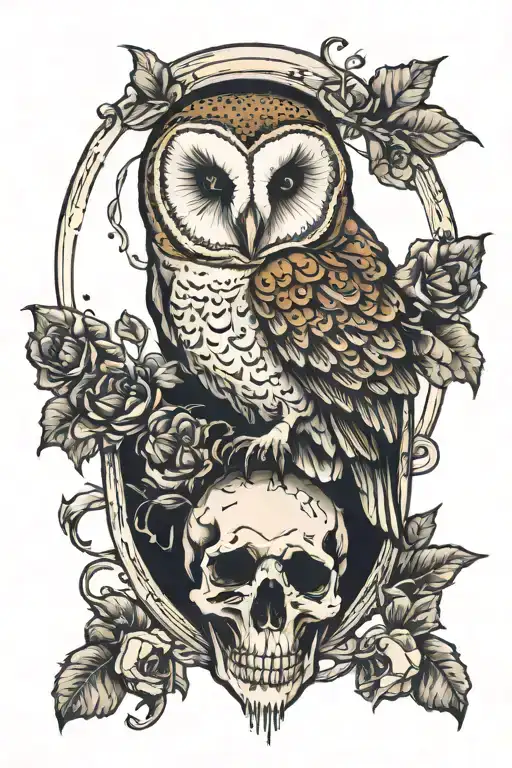 Barn Owl Perched On Skull With Hidden Corndog
