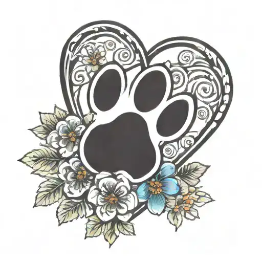 Dog Paw Flower Heart Shape