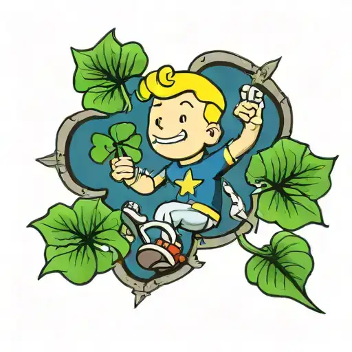 Vault Boy With 4 Leaf Clover
