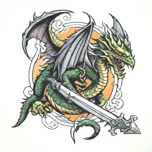 Dragon And Sword With Spider