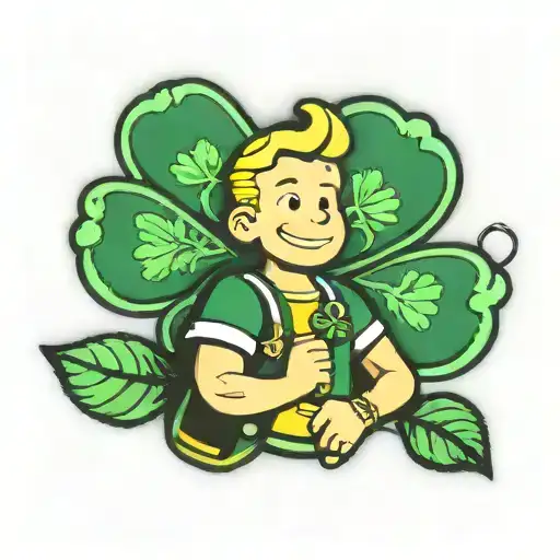 Vault Boy With 4 Leaf Clover
