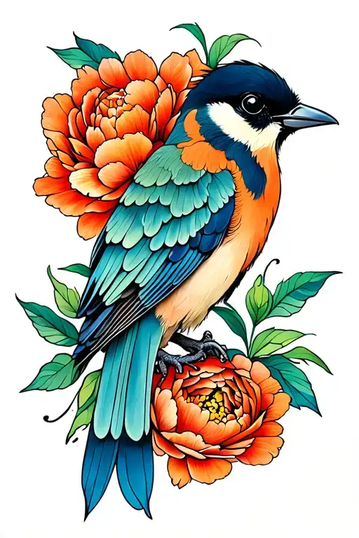 Peony Bird Orange