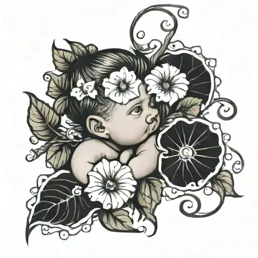 A Baby In Morning Glory Vine