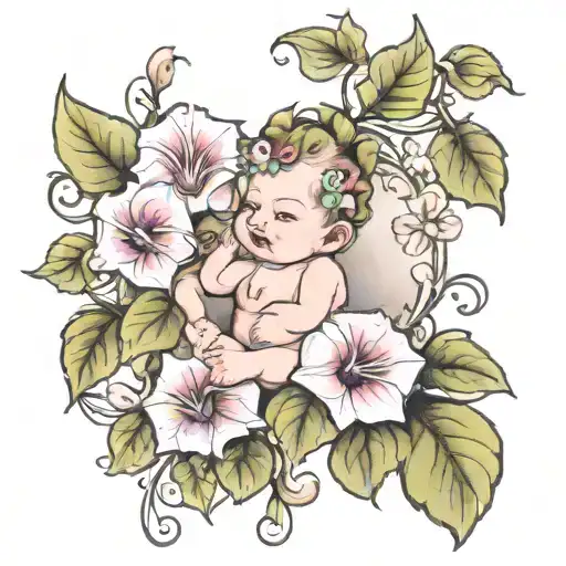 A Baby In Morning Glory Vine