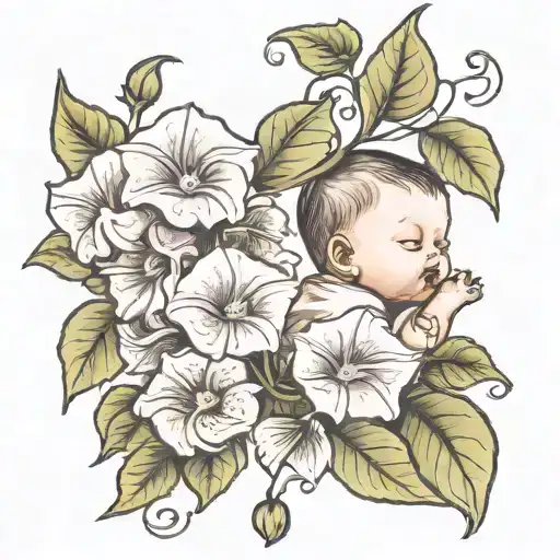 A Baby In Morning Glory Vine