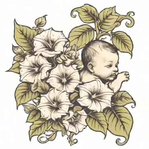 A Baby In Morning Glory Vine