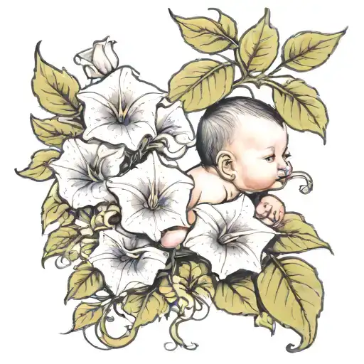 A Baby In Morning Glory Vine