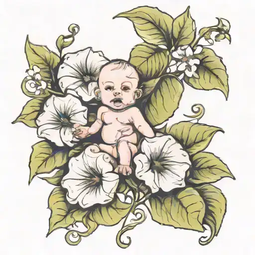 A Baby In Morning Glory Vine